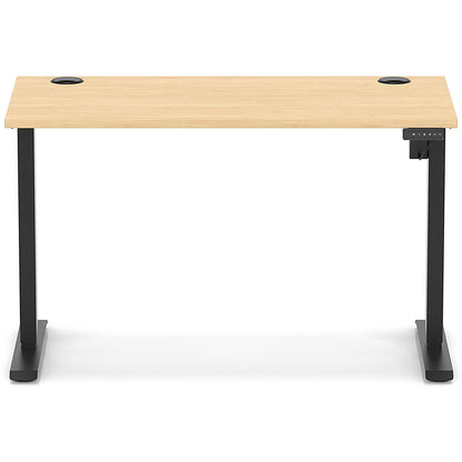 Air Lite 1200mm Slim Height Adjustable Office Desk, Black Leg, Maple
