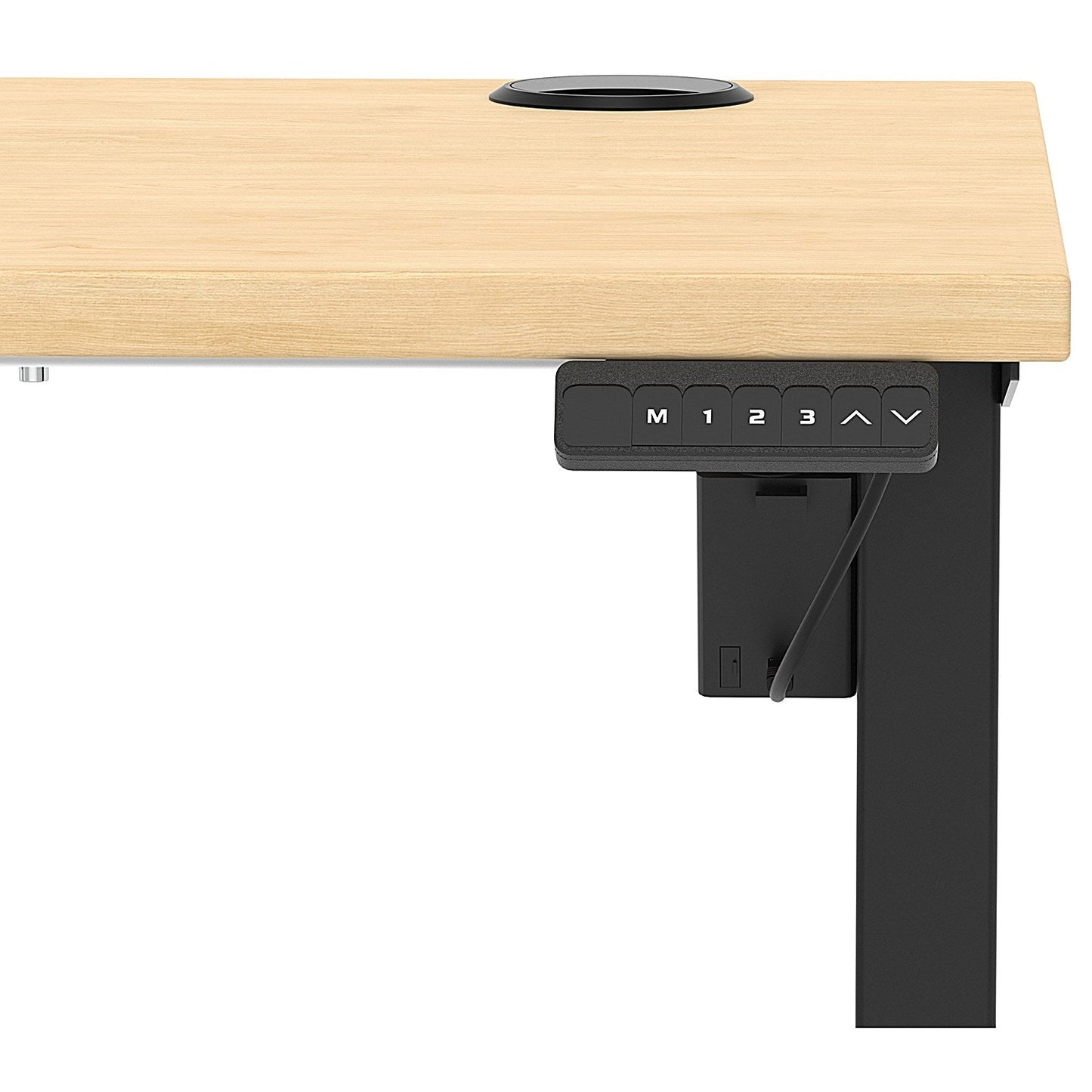 Air Lite 1200mm Slim Height Adjustable Office Desk, Black Leg, Maple