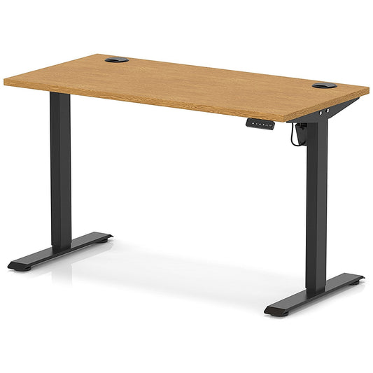 Air Lite 1200mm Slim Height Adjustable Office Desk, Black Leg, Oak