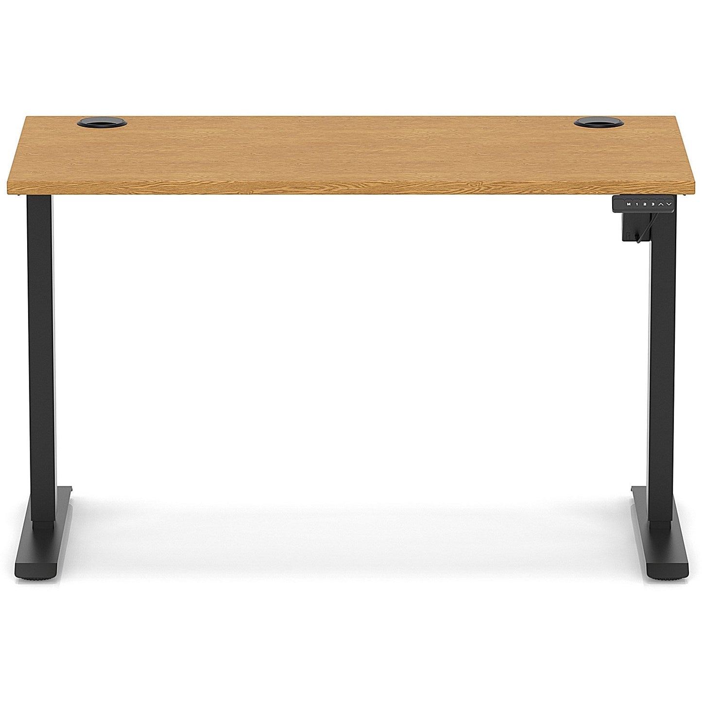 Air Lite 1200mm Slim Height Adjustable Office Desk, Black Leg, Oak