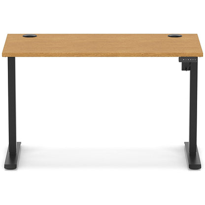 Air Lite 1200mm Slim Height Adjustable Office Desk, Black Leg, Oak