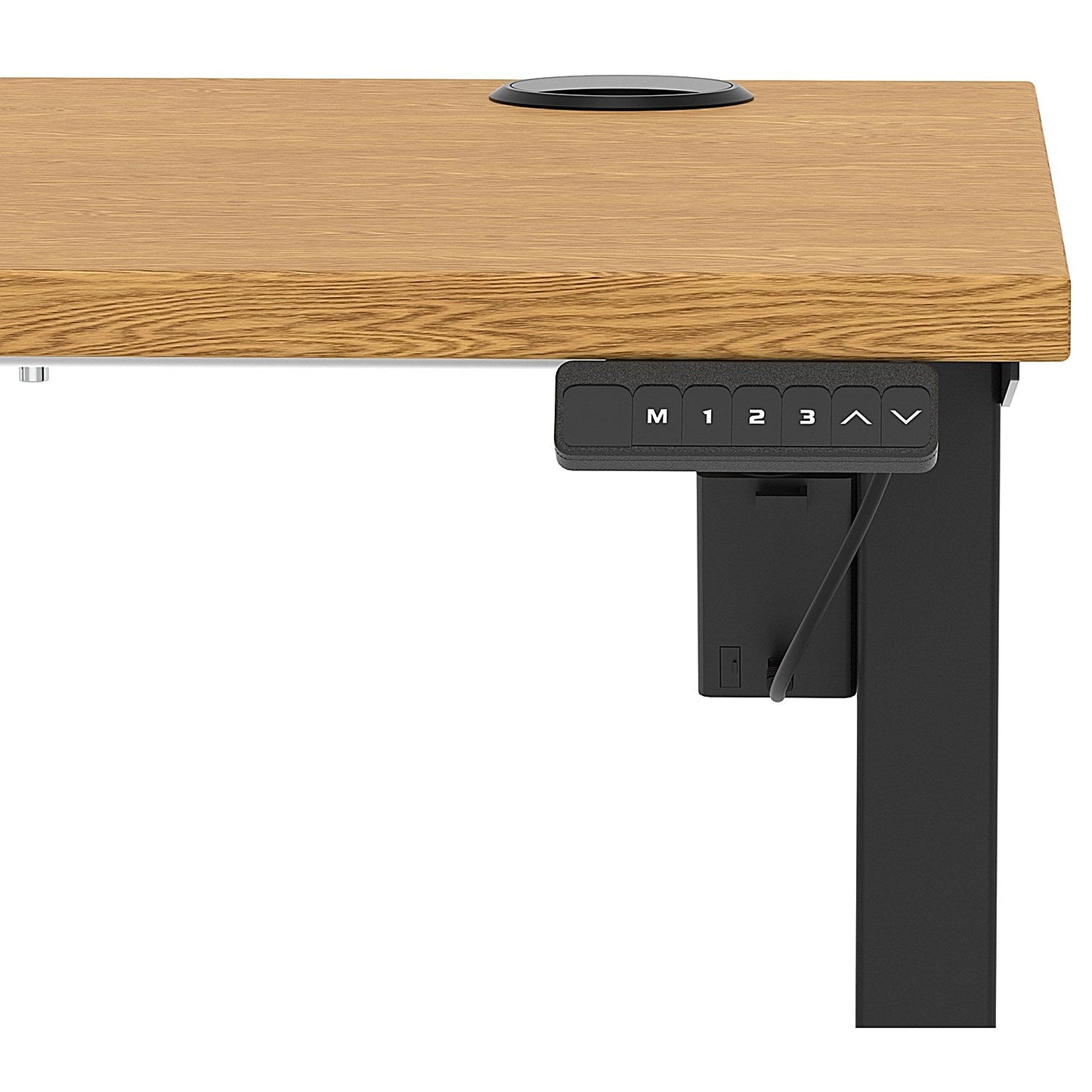 Air Lite 1200mm Slim Height Adjustable Office Desk, Black Leg, Oak