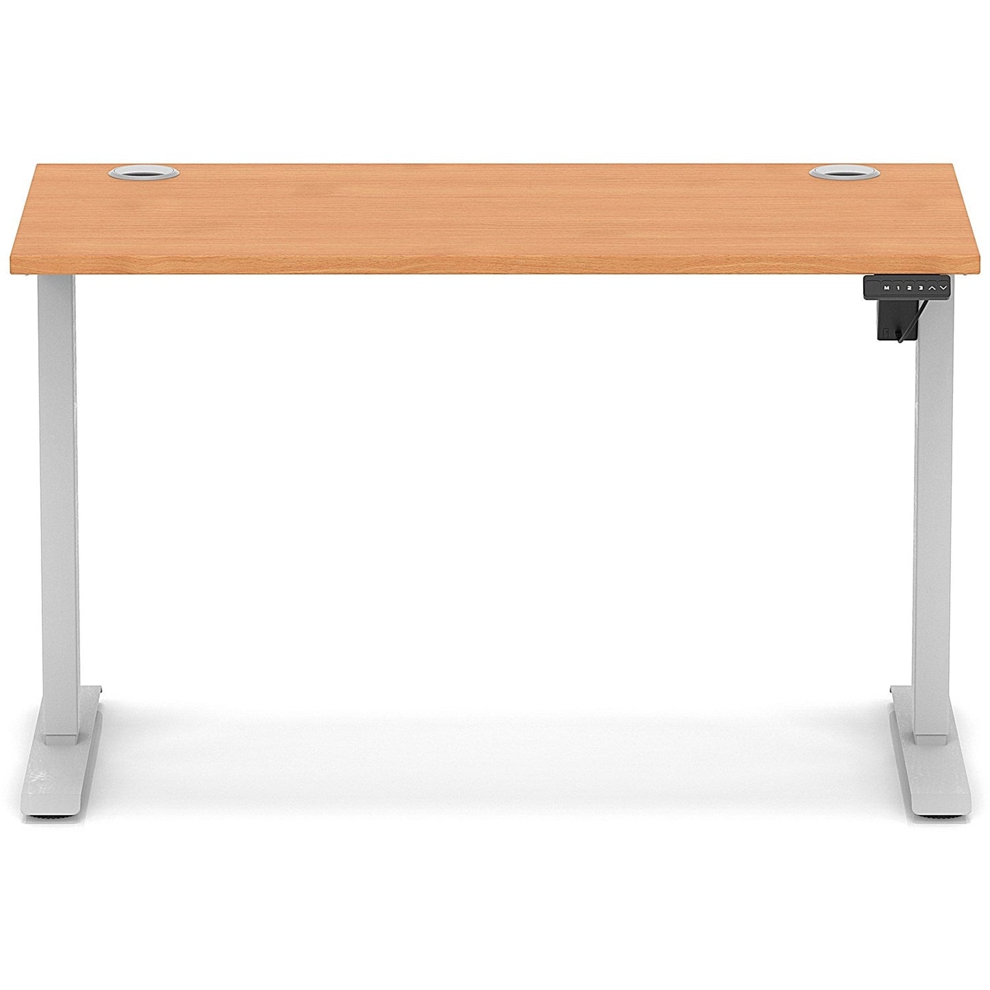 Air Lite 1200mm Slim Height Adjustable Office Desk, Silver Leg, Beech