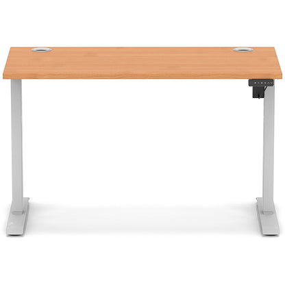 Air Lite 1200mm Slim Height Adjustable Office Desk, Silver Leg, Beech