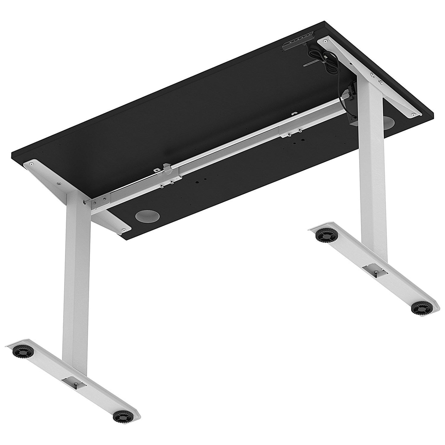 Air Lite 1200mm Slim Height Adjustable Office Desk, Silver Leg, Black
