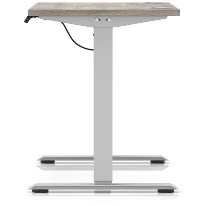 Air Lite 1200mm Slim Height Adjustable Office Desk, Silver Leg, Grey Oak