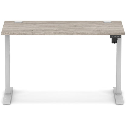 Air Lite 1200mm Slim Height Adjustable Office Desk, Silver Leg, Grey Oak