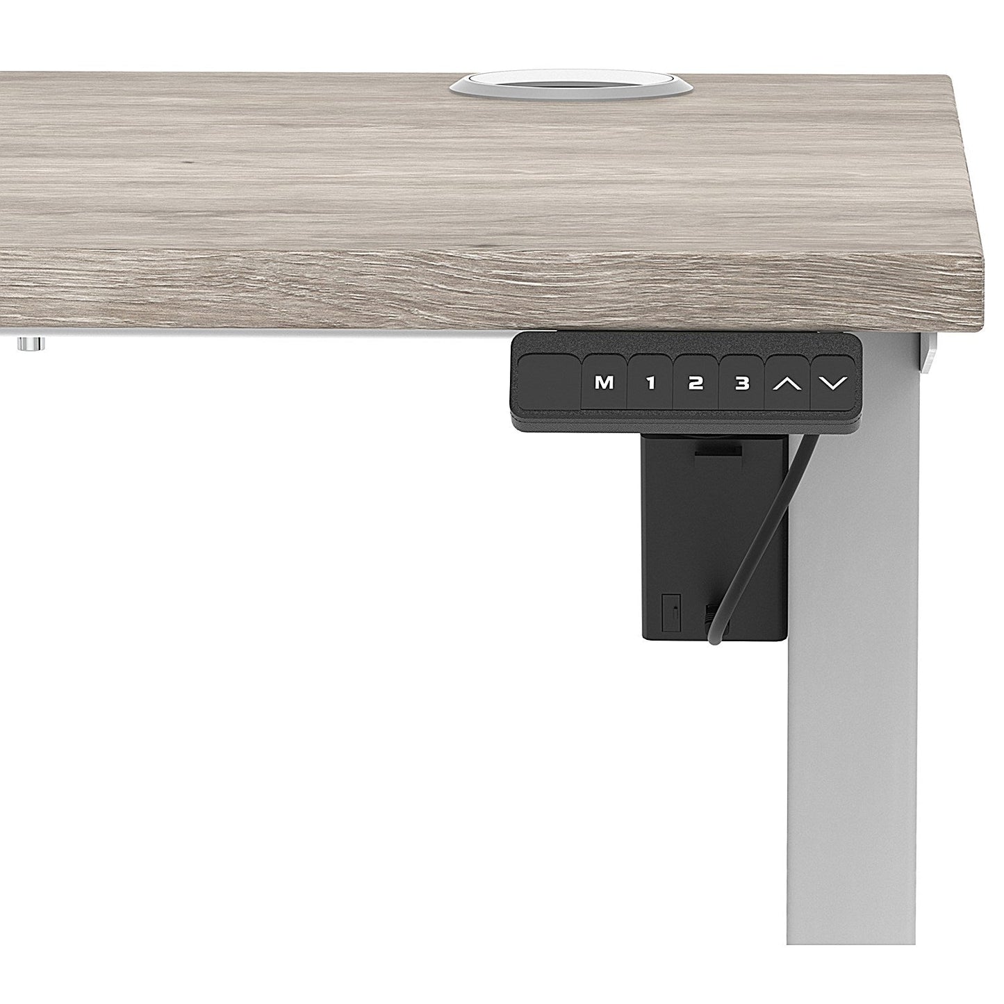 Air Lite 1200mm Slim Height Adjustable Office Desk, Silver Leg, Grey Oak Easy2Order : HA03861