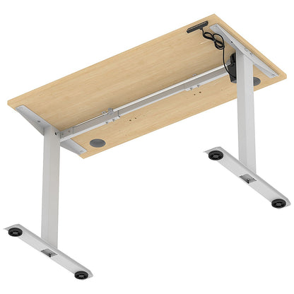 Air Lite 1200mm Slim Height Adjustable Office Desk, Silver Leg, Maple