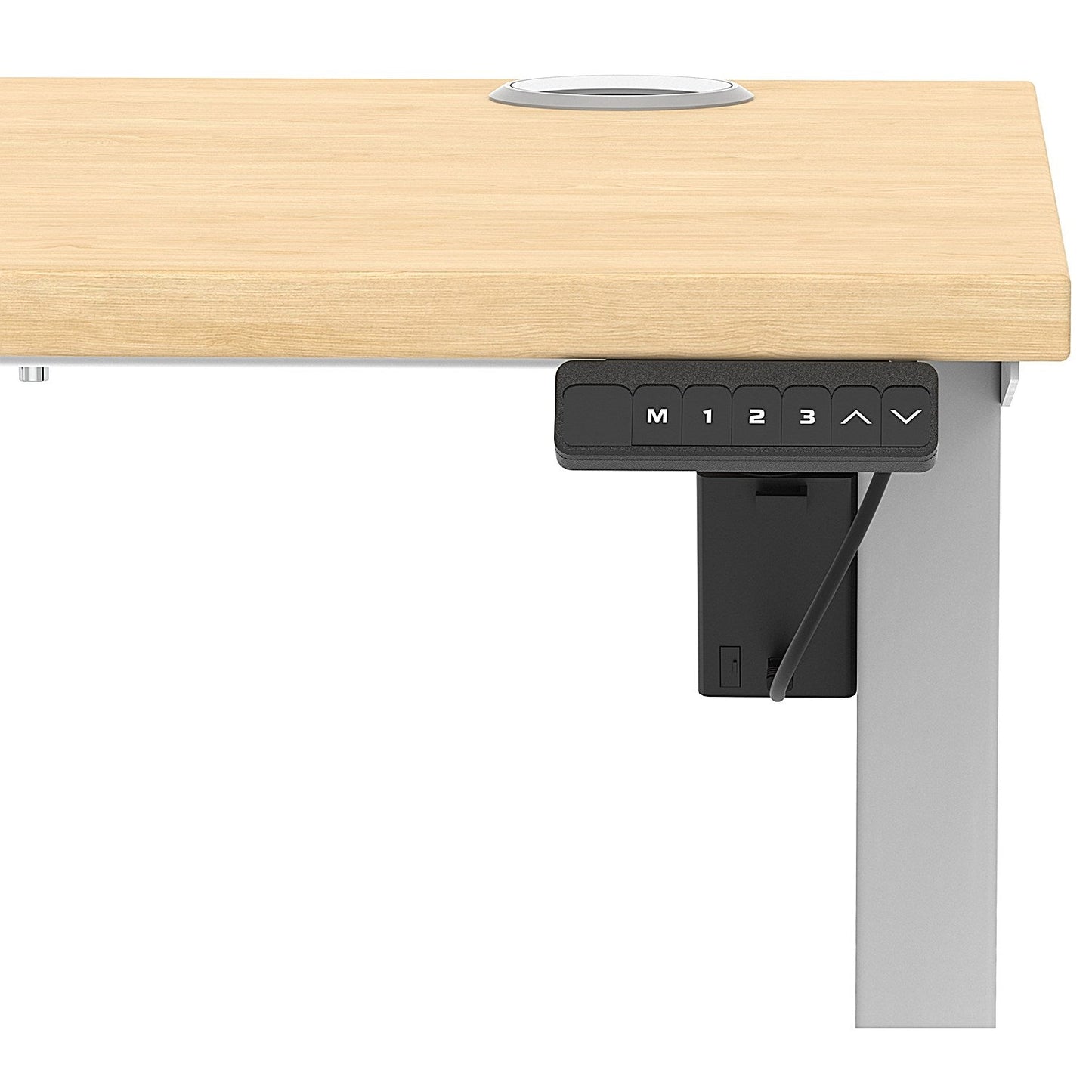 Air Lite 1200mm Slim Height Adjustable Office Desk, Silver Leg, Maple