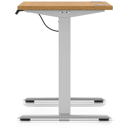 Air Lite 1200mm Slim Height Adjustable Office Desk, Silver Leg, Oak