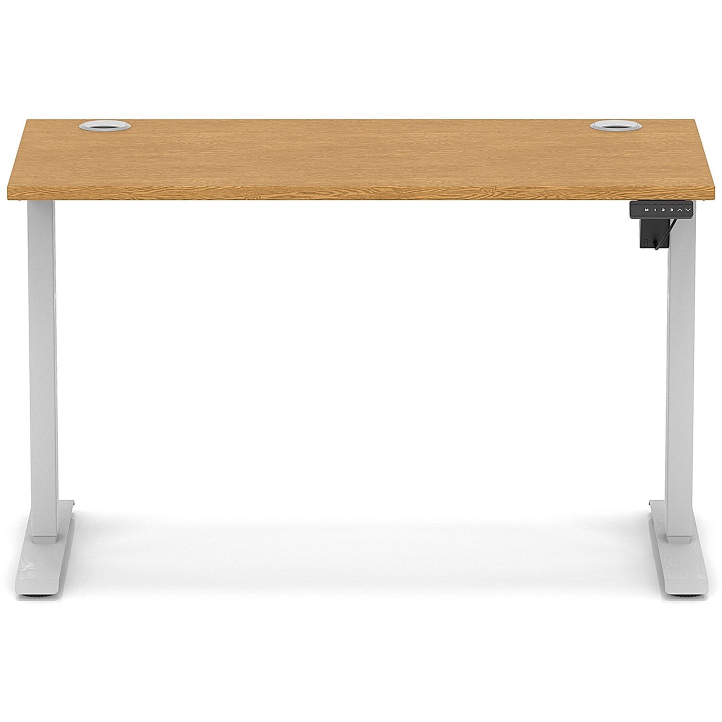 Air Lite 1200mm Slim Height Adjustable Office Desk, Silver Leg, Oak