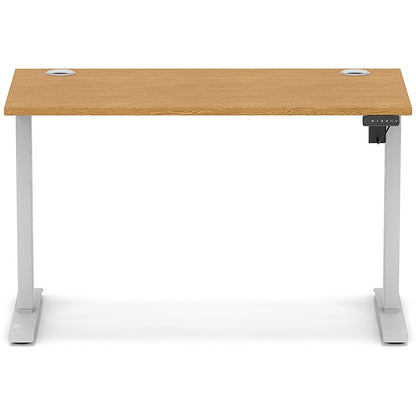 Air Lite 1200mm Slim Height Adjustable Office Desk, Silver Leg, Oak