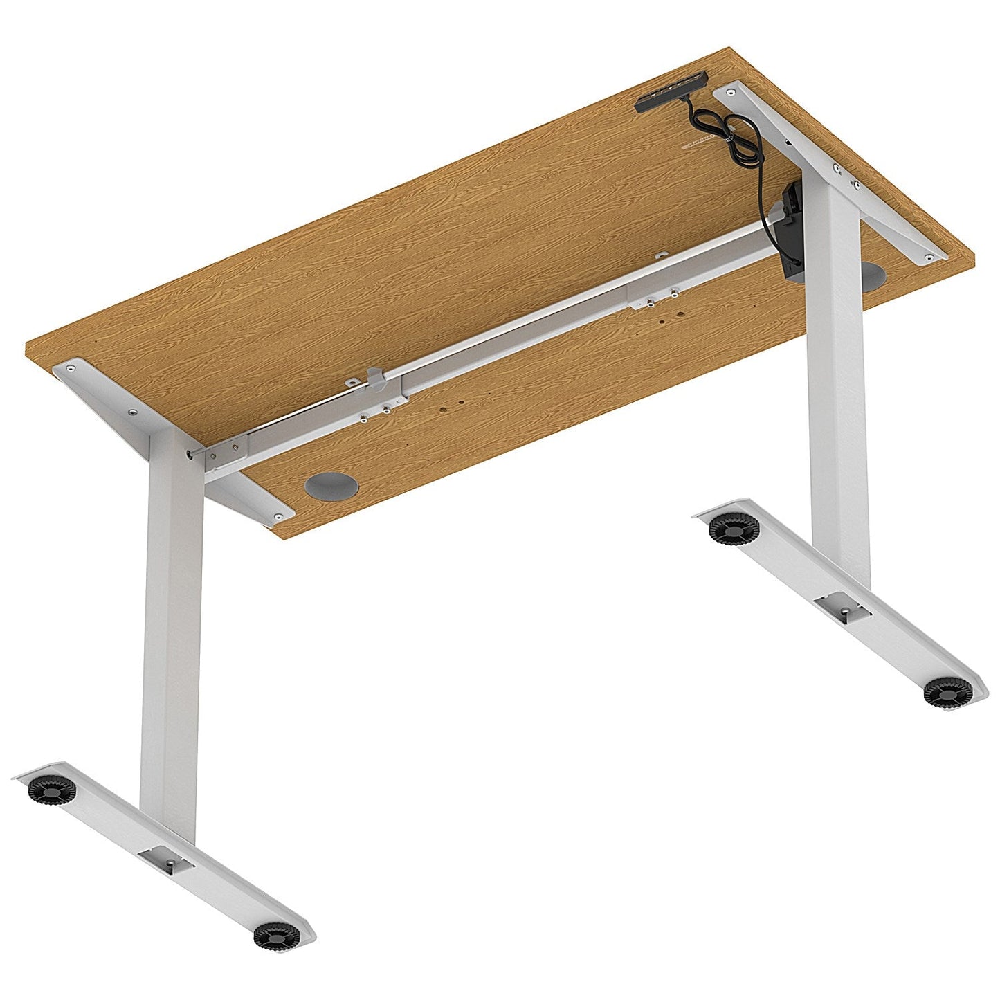 Air Lite 1200mm Slim Height Adjustable Office Desk, Silver Leg, Oak