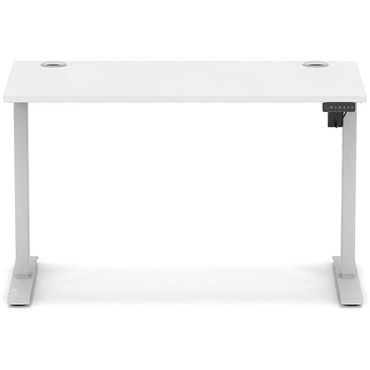 Air Lite 1200mm Slim Height Adjustable Office Desk, Silver Leg, White