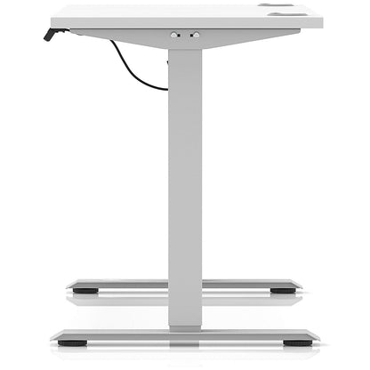 Air Lite 1200mm Slim Height Adjustable Office Desk, Silver Leg, White