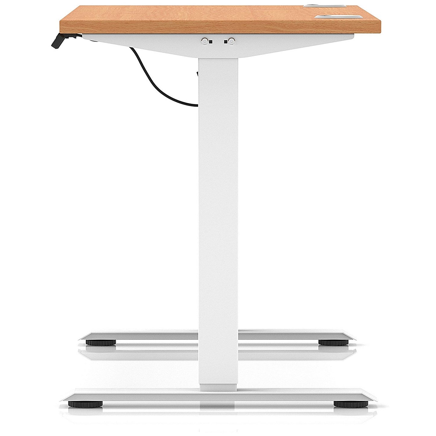 Air Lite 1200mm Slim Height Adjustable Office Desk, White Leg, Beech