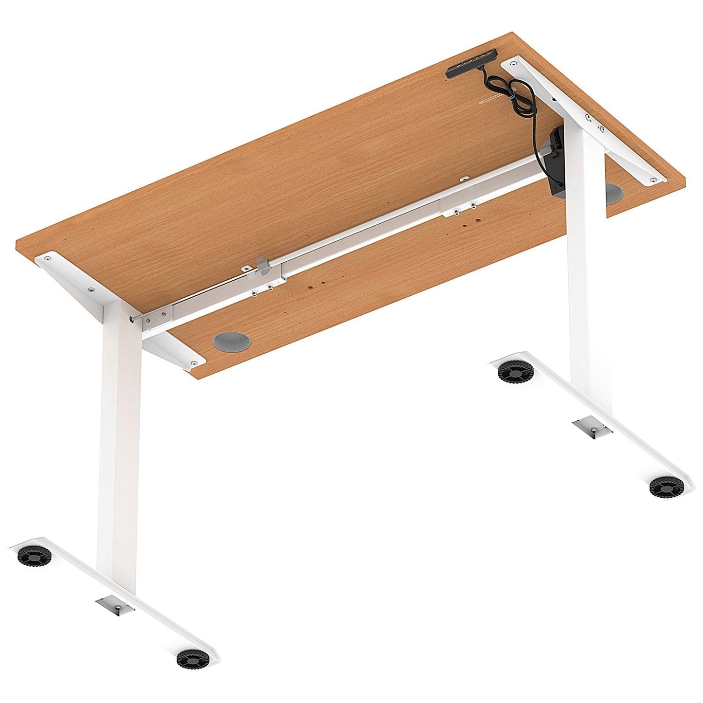 Air Lite 1200mm Slim Height Adjustable Office Desk, White Leg, Beech