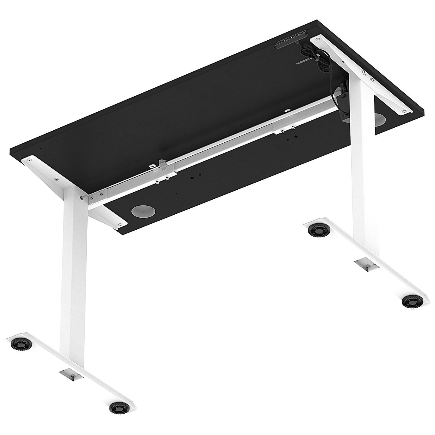 Air Lite 1200mm Slim Height Adjustable Office Desk, White Leg, Black