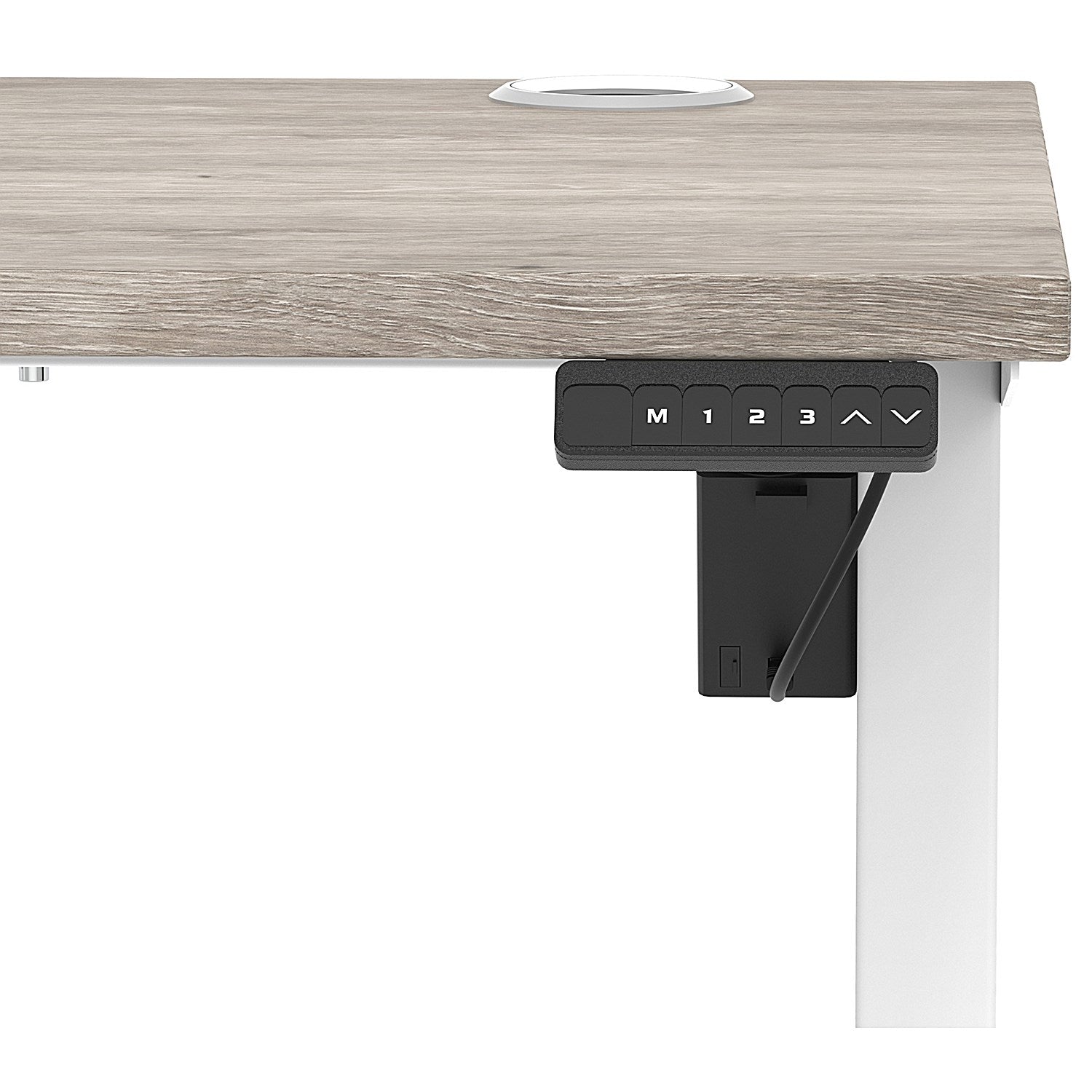 Air Lite 1200mm Slim Height Adjustable Office Desk, White Leg, Grey Oak Easy2Order : HA03868