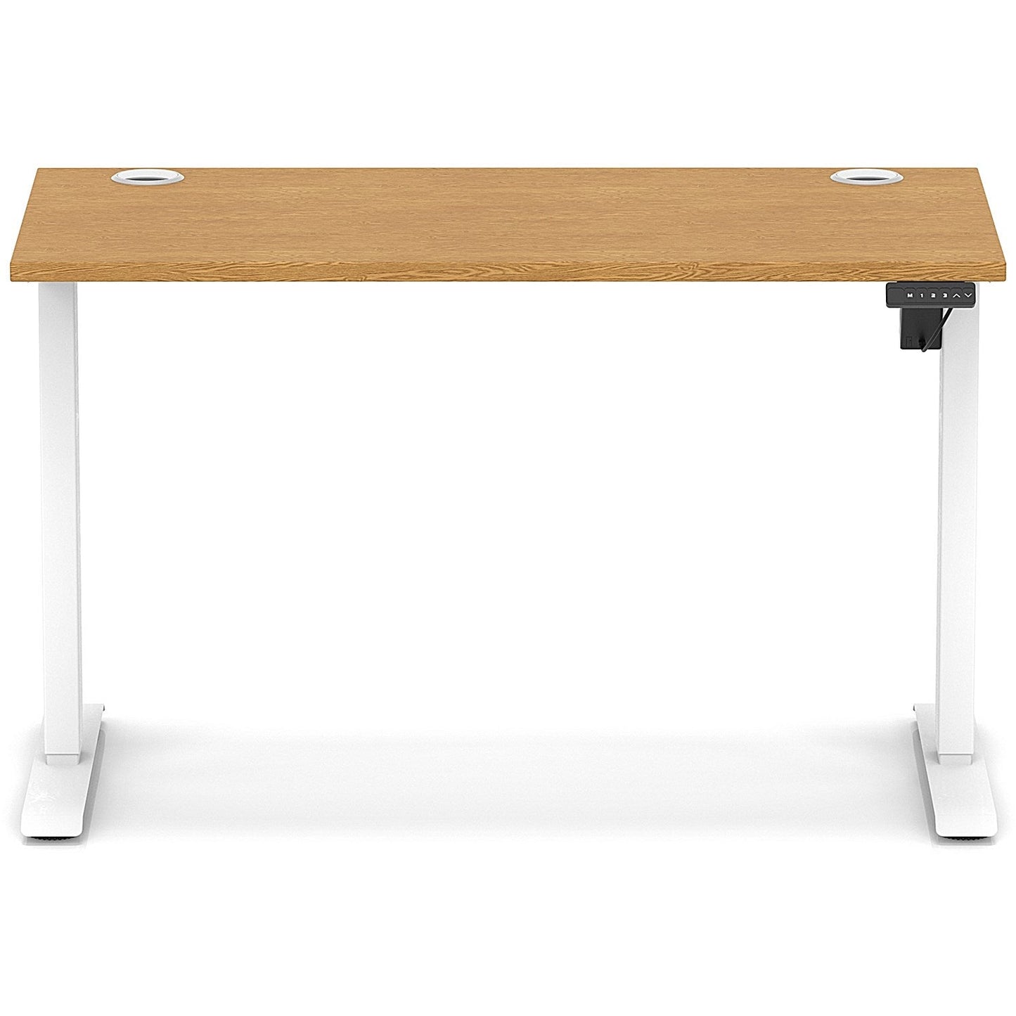 Air Lite 1200mm Slim Height Adjustable Office Desk, White Leg, Oak