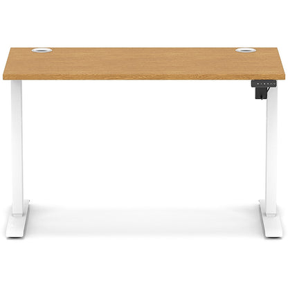 Air Lite 1200mm Slim Height Adjustable Office Desk, White Leg, Oak