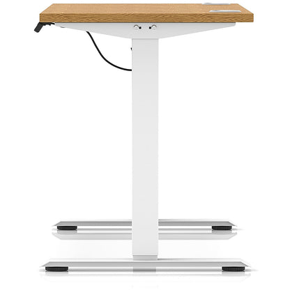 Air Lite 1200mm Slim Height Adjustable Office Desk, White Leg, Oak