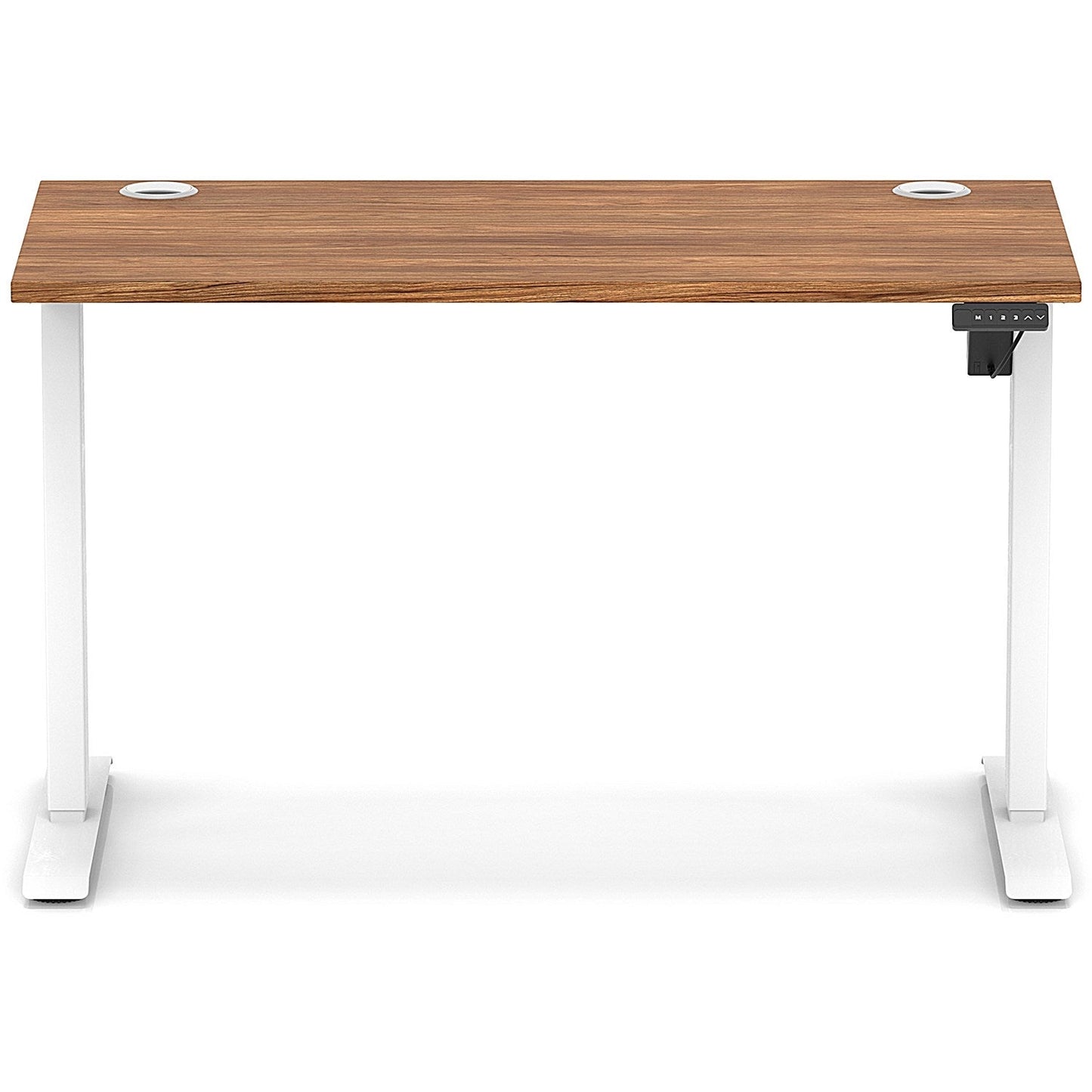 Air Lite 1200mm Slim Height Adjustable Office Desk, White Leg, Walnut