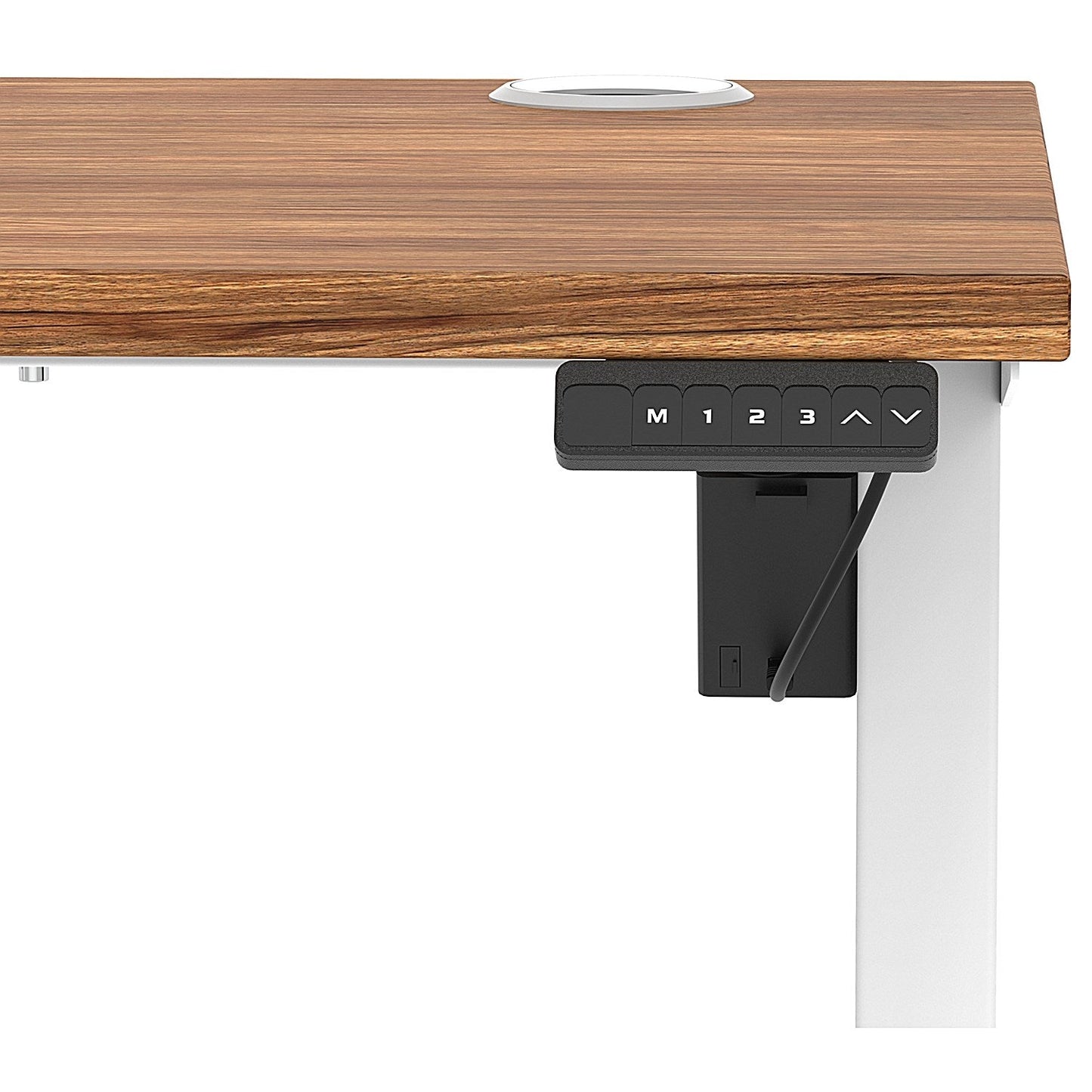 Air Lite 1200mm Slim Height Adjustable Office Desk, White Leg, Walnut