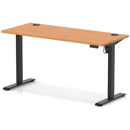 Air Lite 1400mm Slim Height Adjustable Office Desk, Black Leg, Beech