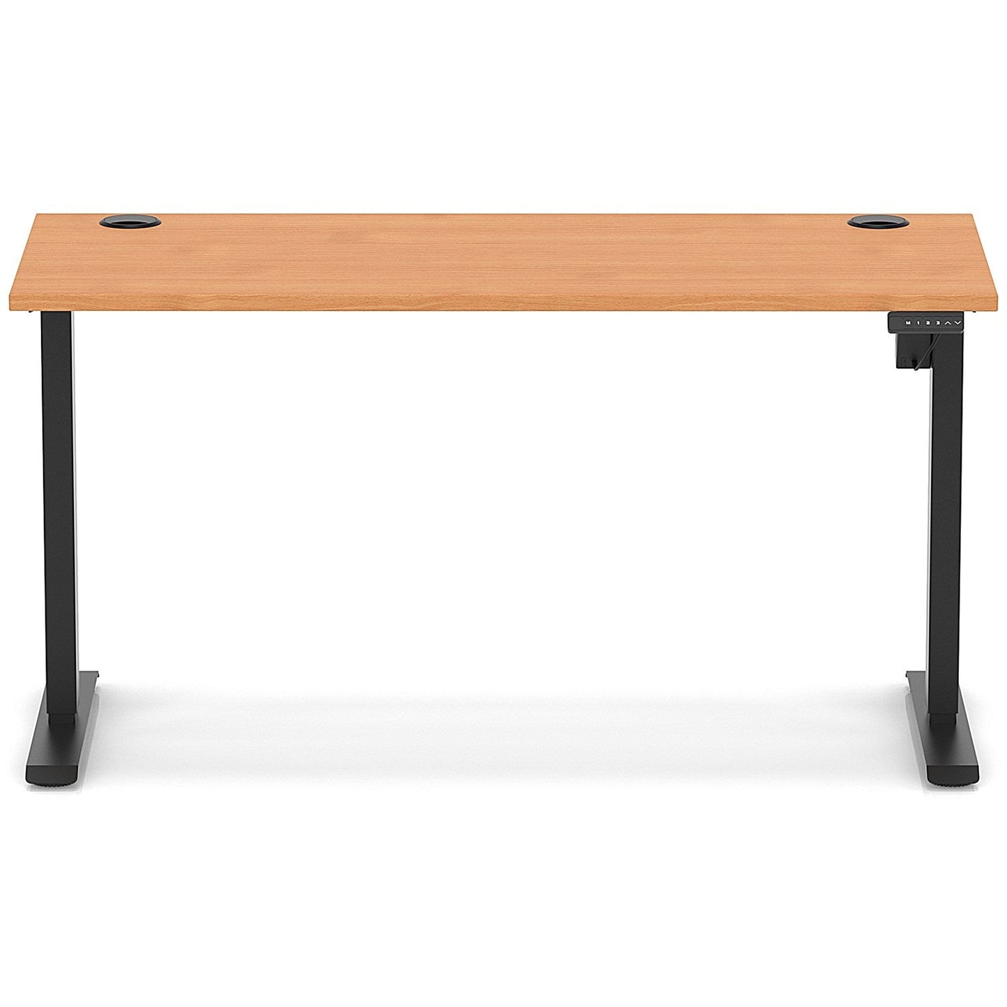 Air Lite 1400mm Slim Height Adjustable Office Desk, Black Leg, Beech