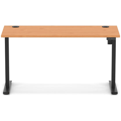 Air Lite 1400mm Slim Height Adjustable Office Desk, Black Leg, Beech
