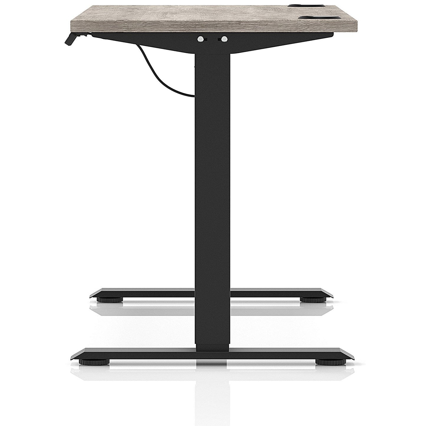 Air Lite 1400mm Slim Height Adjustable Office Desk, Black Leg, Grey Oak