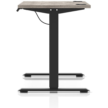 Air Lite 1400mm Slim Height Adjustable Office Desk, Black Leg, Grey Oak