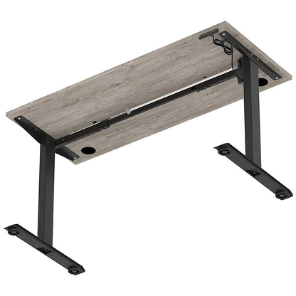 Air Lite 1400mm Slim Height Adjustable Office Desk, Black Leg, Grey Oak