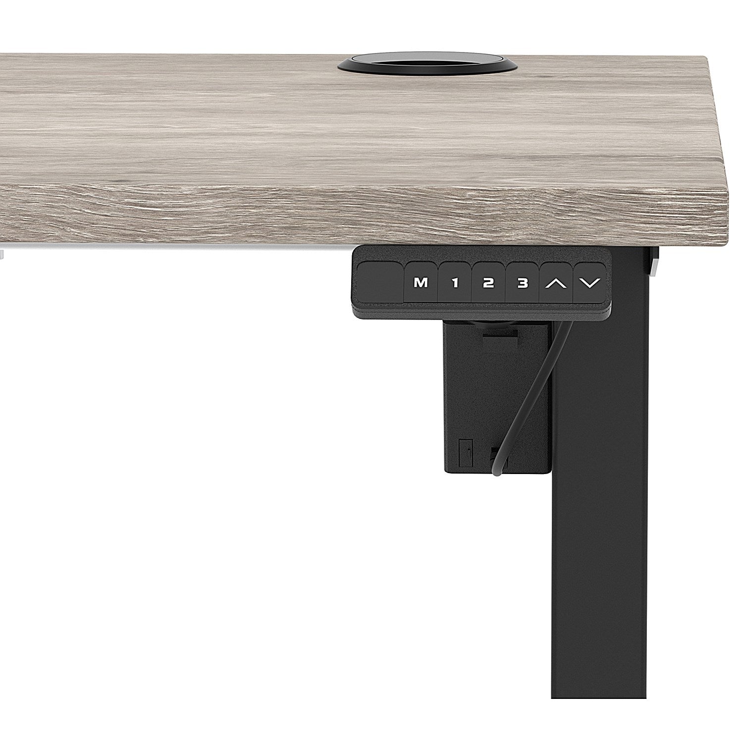 Air Lite 1400mm Slim Height Adjustable Office Desk, Black Leg, Grey Oak Easy2Order : HA03875