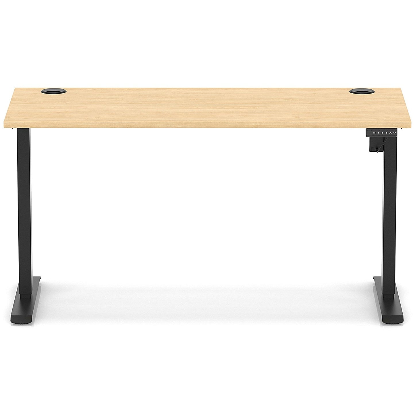 Air Lite 1400mm Slim Height Adjustable Office Desk, Black Leg, Maple