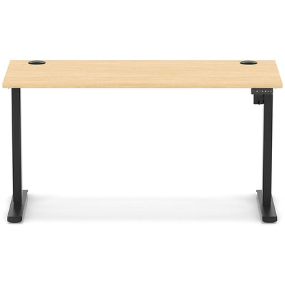 Air Lite 1400mm Slim Height Adjustable Office Desk, Black Leg, Maple