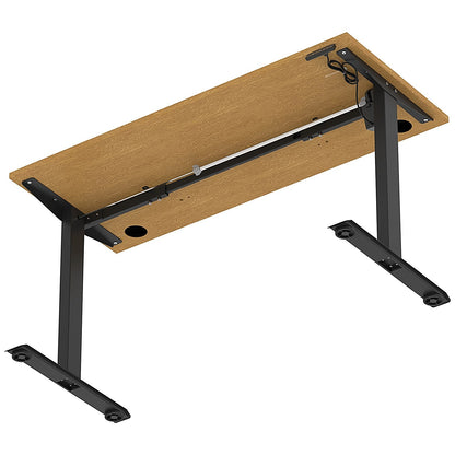 Air Lite 1400mm Slim Height Adjustable Office Desk, Black Leg, Oak
