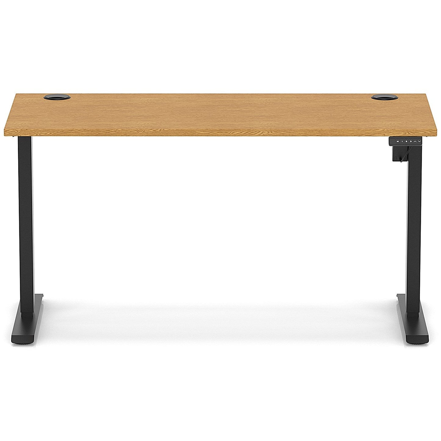 Air Lite 1400mm Slim Height Adjustable Office Desk, Black Leg, Oak
