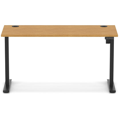 Air Lite 1400mm Slim Height Adjustable Office Desk, Black Leg, Oak