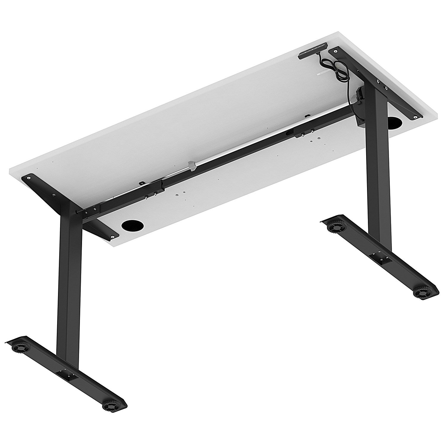 Air Lite 1400mm Slim Height Adjustable Office Desk, Black Leg, White Easy2Order : HA03878