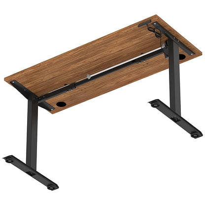 Air Lite 1400mm Slim Height Adjustable Office Desk, Black Leg, Walnut Easy2Order : HA03879