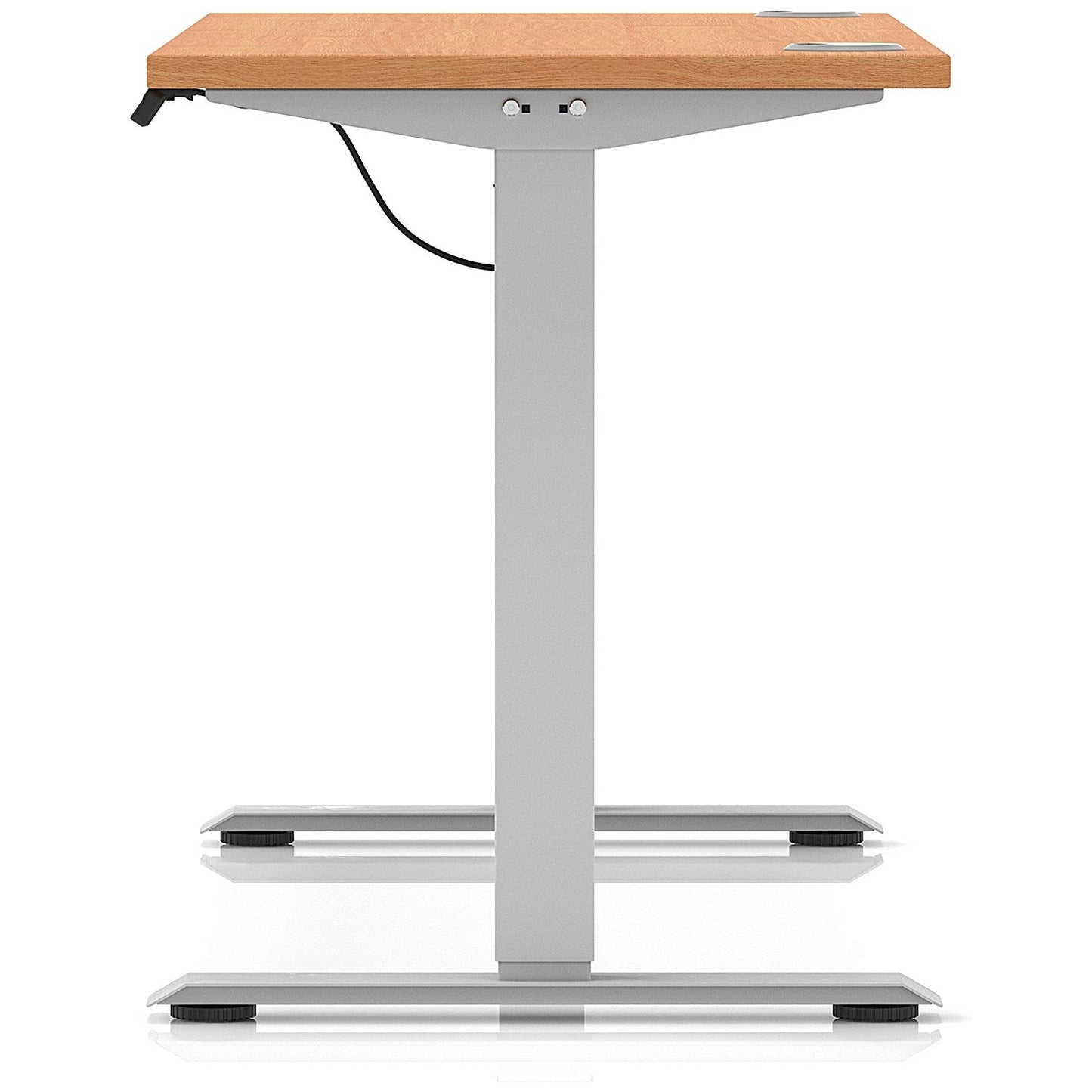 Air Lite 1400mm Slim Height Adjustable Office Desk, Silver Leg, Beech