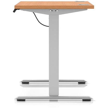 Air Lite 1400mm Slim Height Adjustable Office Desk, Silver Leg, Beech
