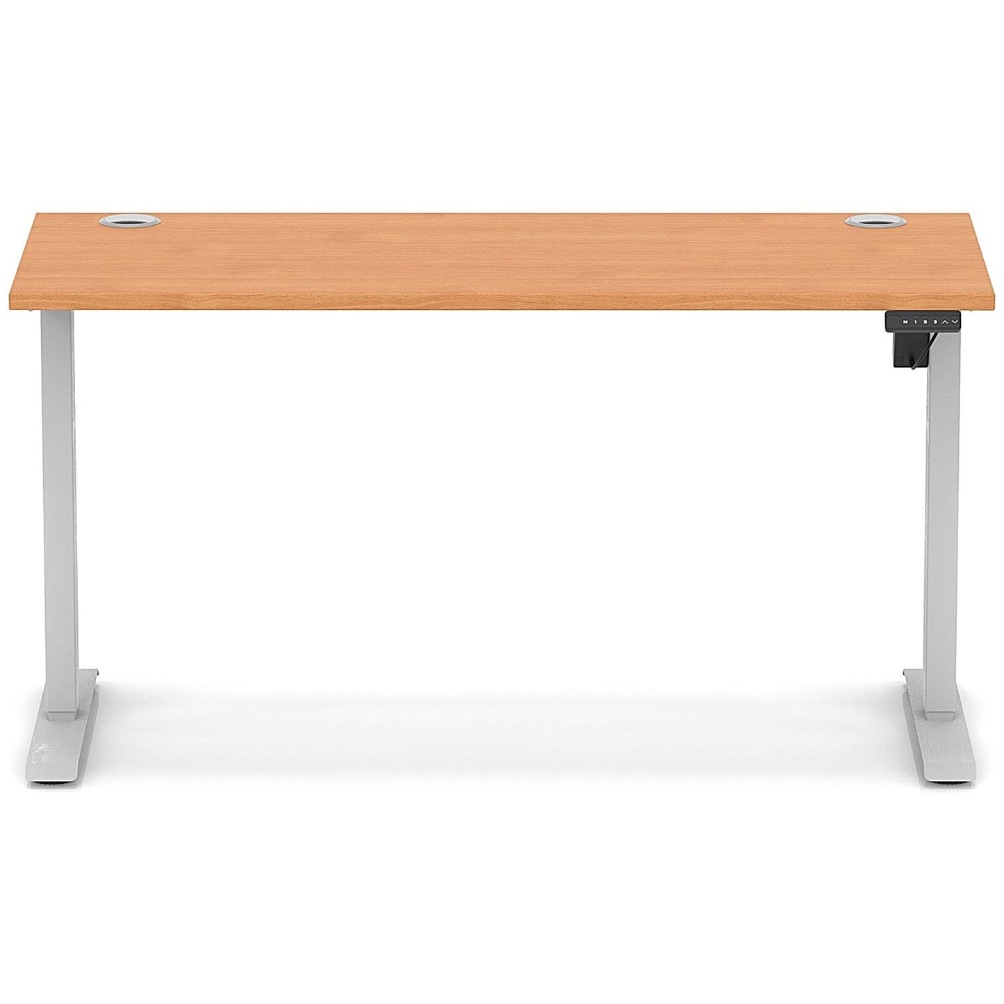 Air Lite 1400mm Slim Height Adjustable Office Desk, Silver Leg, Beech