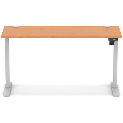 Air Lite 1400mm Slim Height Adjustable Office Desk, Silver Leg, Beech