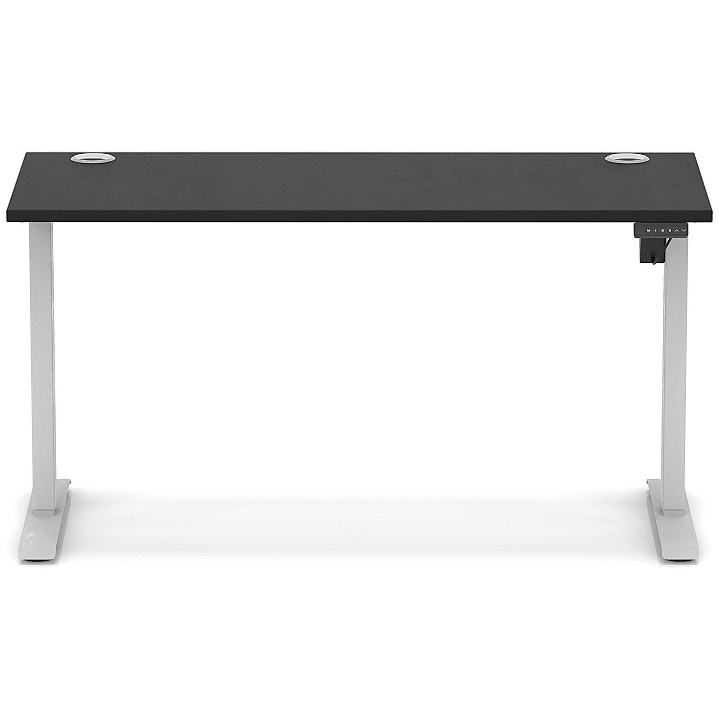 Air Lite 1400mm Slim Height Adjustable Office Desk, Silver Leg, Black