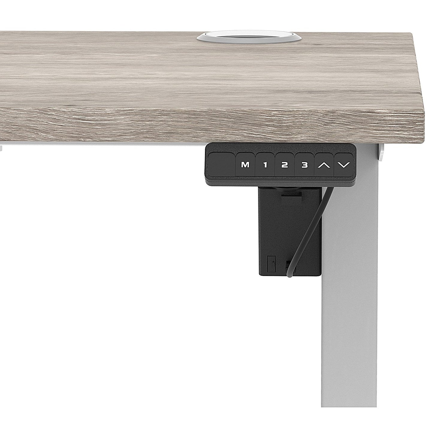 Air Lite 1400mm Slim Height Adjustable Office Desk, Silver Leg, Grey Oak Easy2Order : HA03882