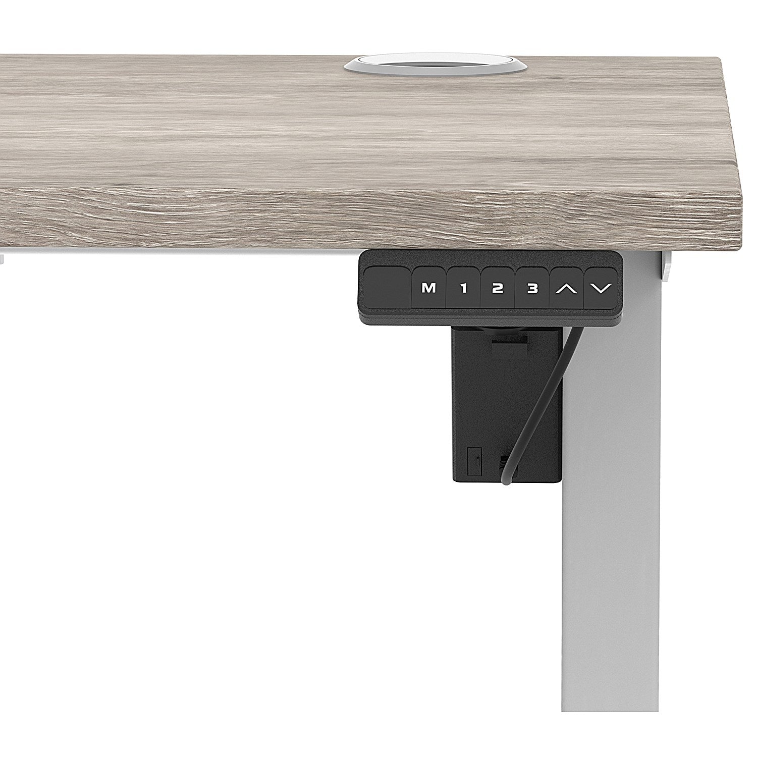 Air Lite 1400mm Slim Height Adjustable Office Desk, Silver Leg, Grey Oak Easy2Order : HA03882